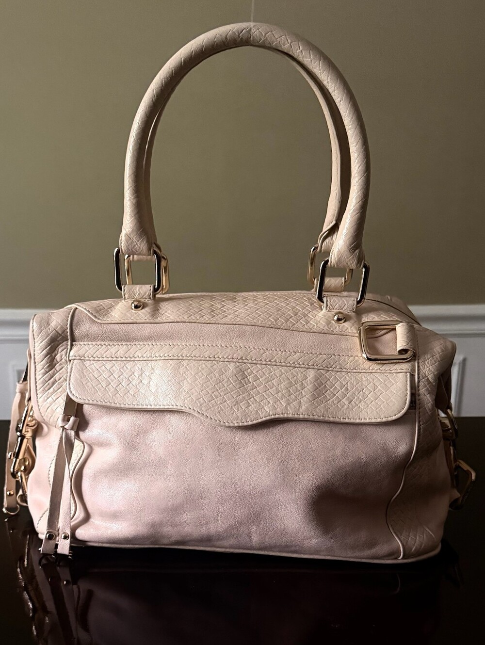 Rebecca Minkoff MAB Leather Satchel In Soft Buttercream - Picture 2 of 6
